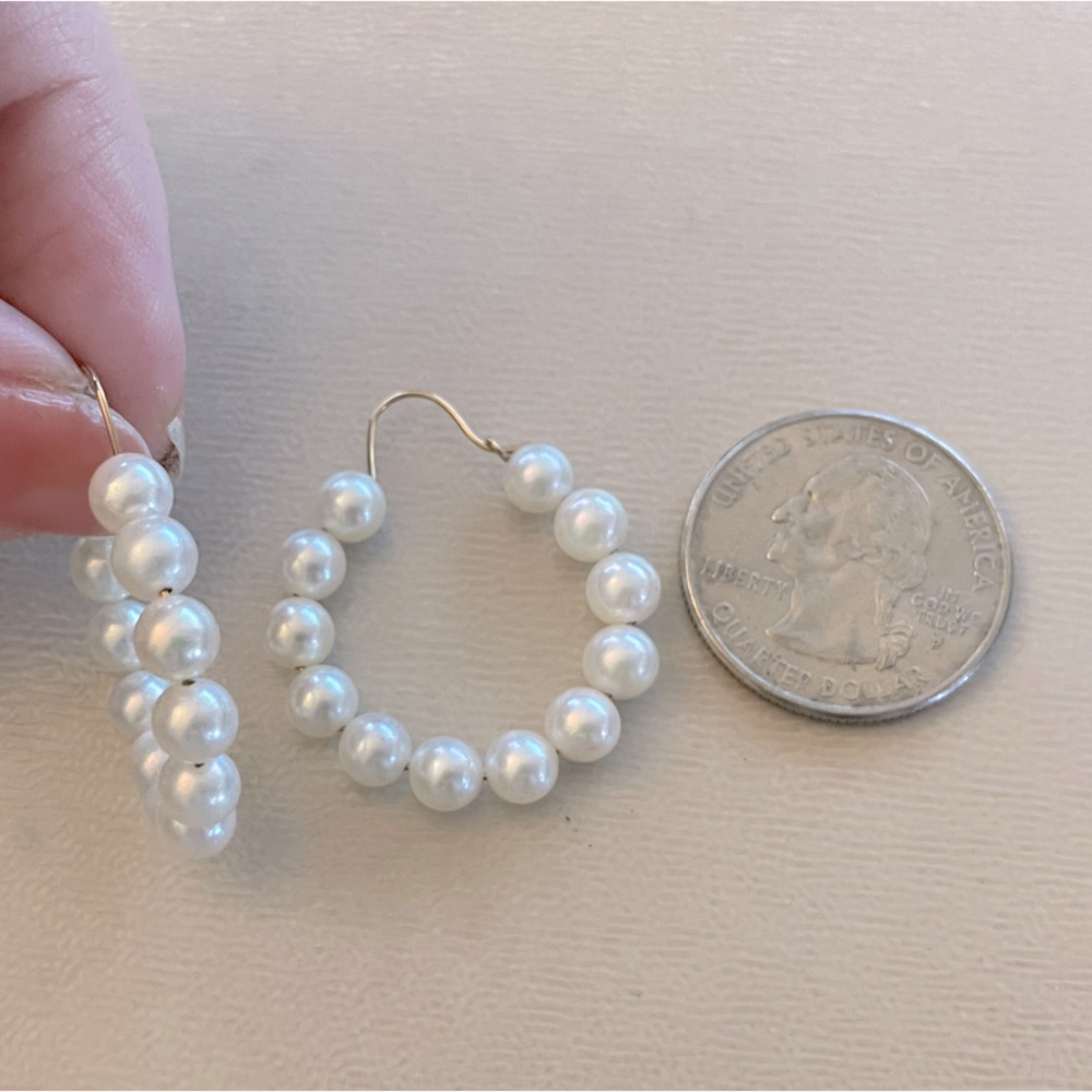 Faux Pearl Hoop Earrings